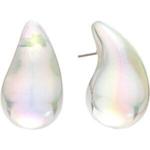 Chunky Teardrop Hoop Earrings – Matte Painted Acrylic, Lightweight